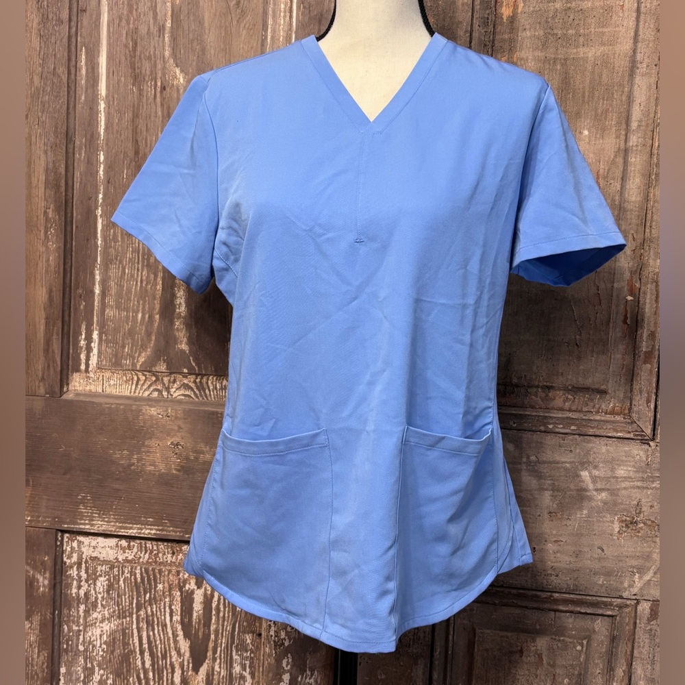 Fabletics Light Blue V-Neck Short Sleeve Scrub Top